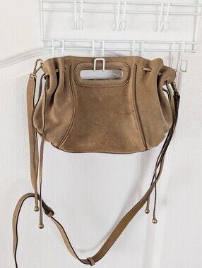 Gerard Dare Dany Mini suede Leather Top Handle crossbody Handbag camel brown